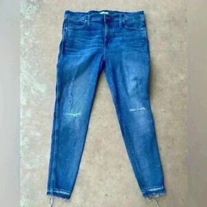 Madewell Distressed Raw Hem 9” High- Raise Jeans 34T